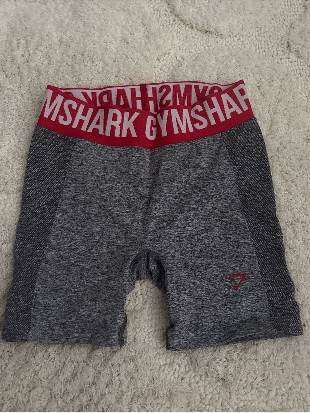 Gymshark women’s Gray Athletic Shorts with Red Waistband